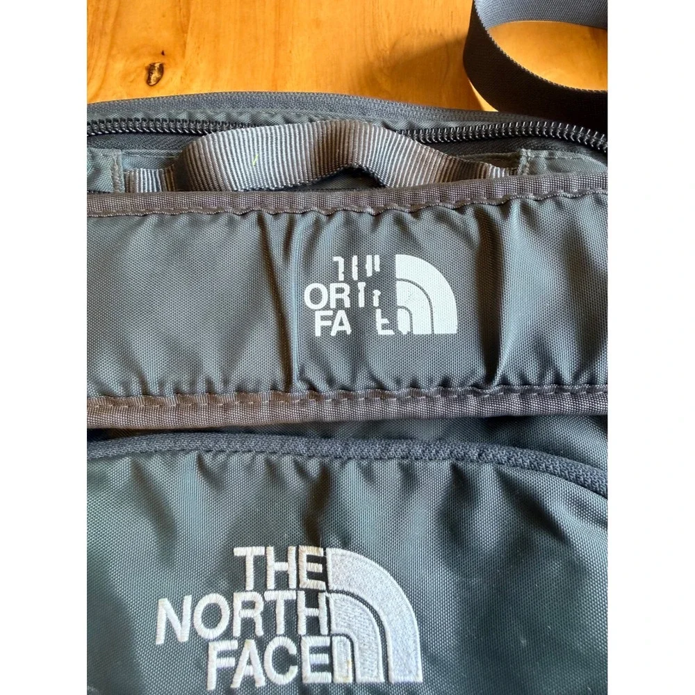 The North Face Messenger Bag Grey Red Crossbody Shoulder Travel Commuter Bag